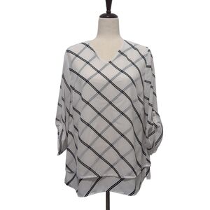 Chico's Black and White Window Pane Plaid Layered Blouse Women's 1(8) Flowy